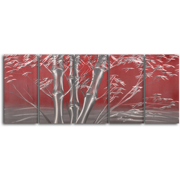 "Metallic bamboo" 5 Piece Contemporary Handmade Metal Wall Art Set