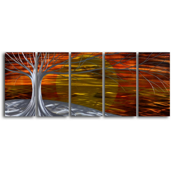 'Burning West' 5 Piece Handmade Metal Wall Art Set