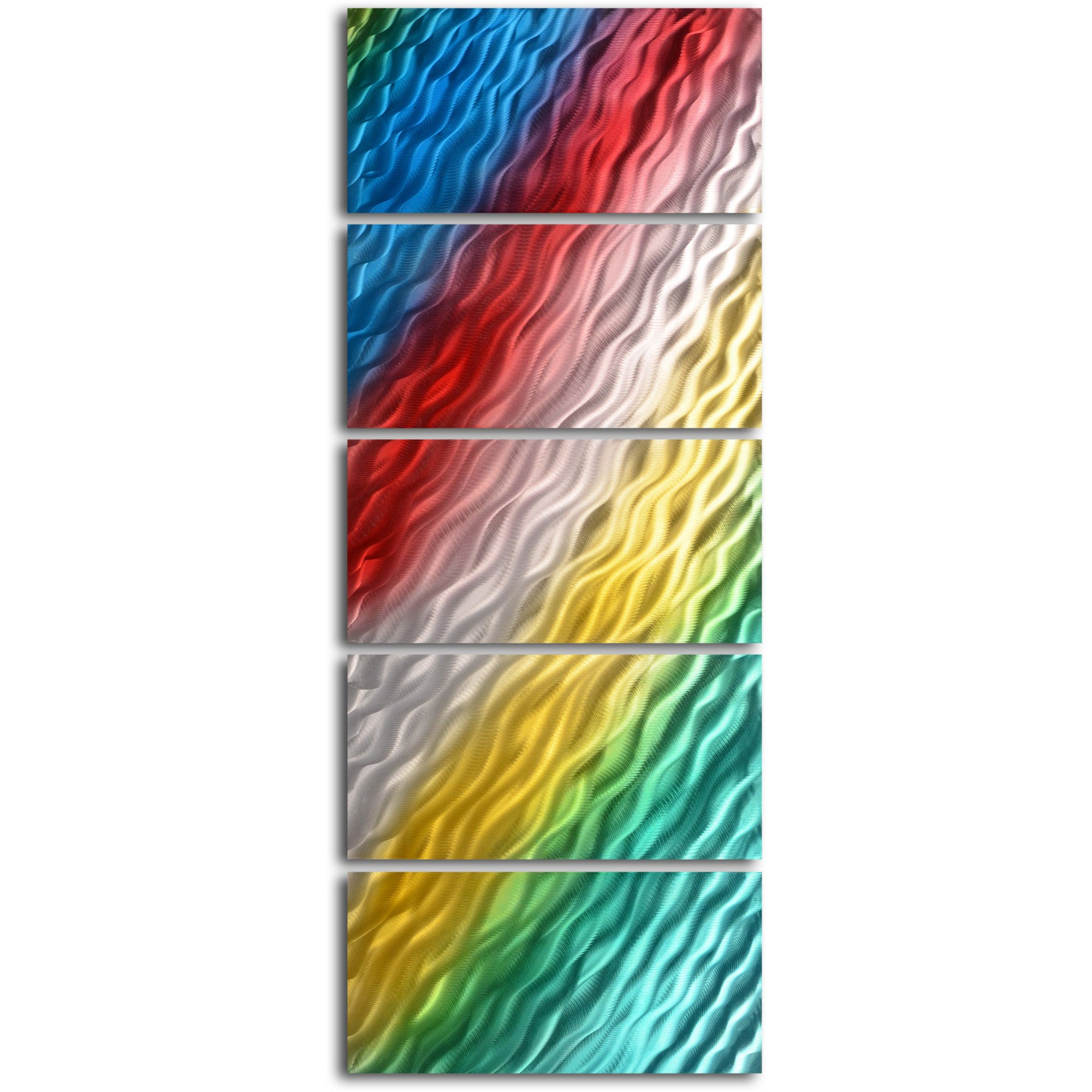 "Rainbow ripples" 5 Piece Contemporary Handmade Metal Wall Art Set