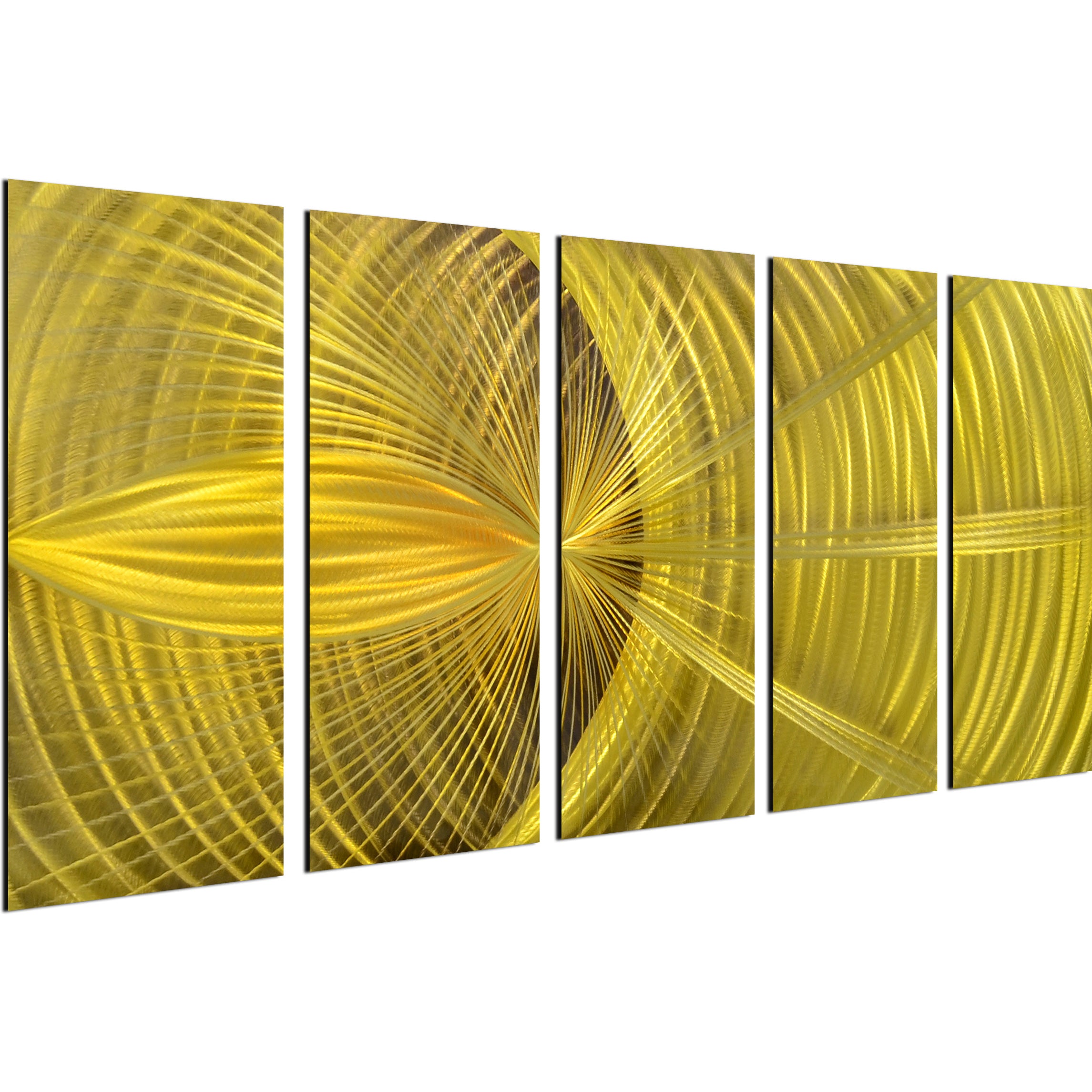 Golden hypnotic sphere 5 Piece Handmade Metal Wall Art