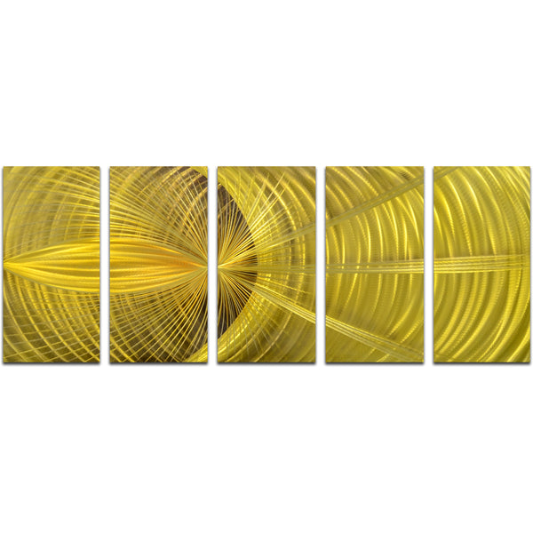 Golden hypnotic sphere 5 Piece Handmade Metal Wall Art