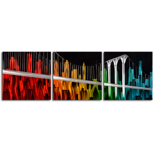 "NY in prime colors" 3 Piece Contemporary Handmade Metal Wall Art Set