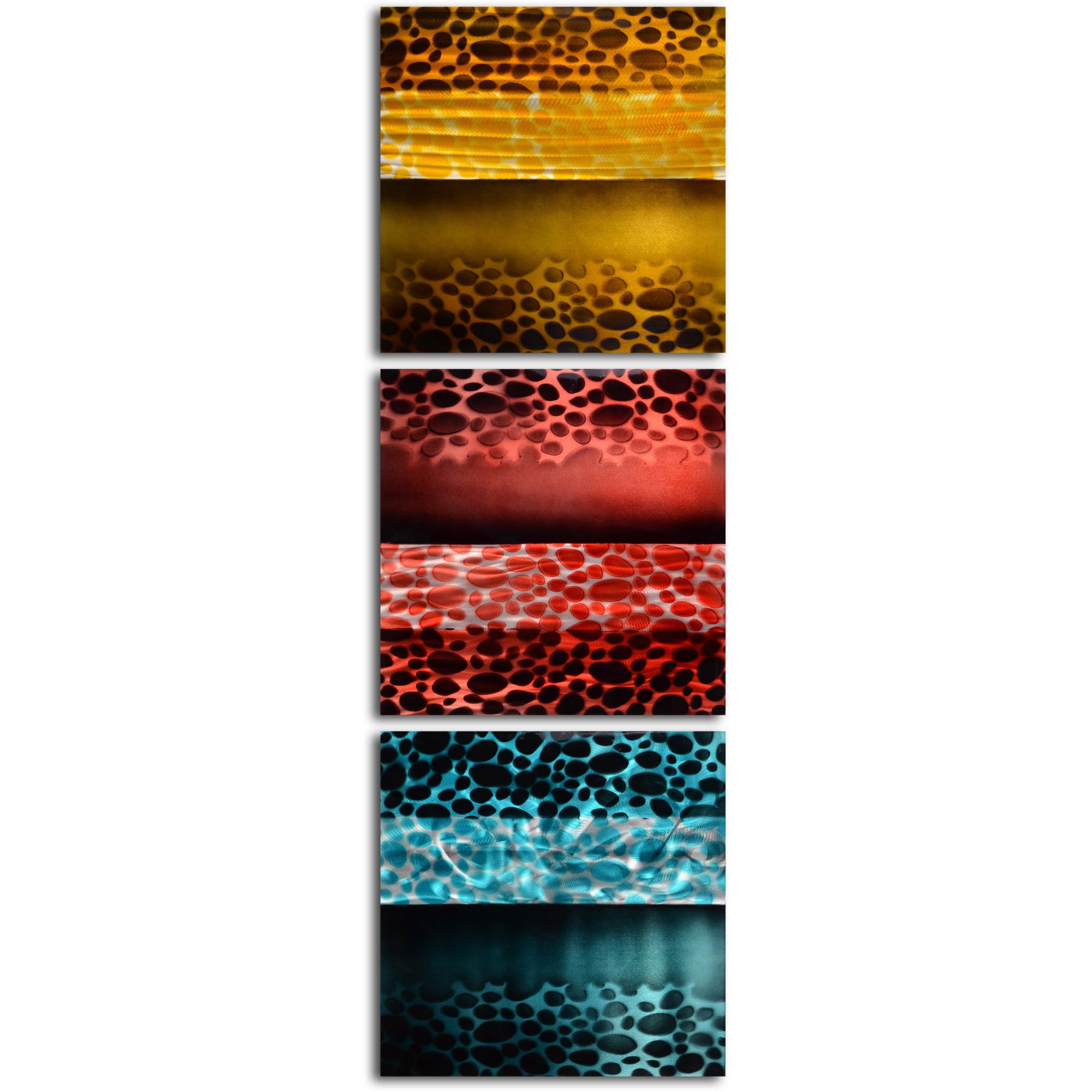 "Colored scarf themes" 3 Piece Contemporary Handmade Metal Wall Art Set