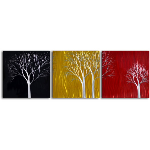 'Seasons Pass' 3 Piece Handmade Metal Wall Art Set