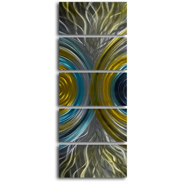 'Worlds Collide' 5 Piece Handmade Metal Wall Art Set