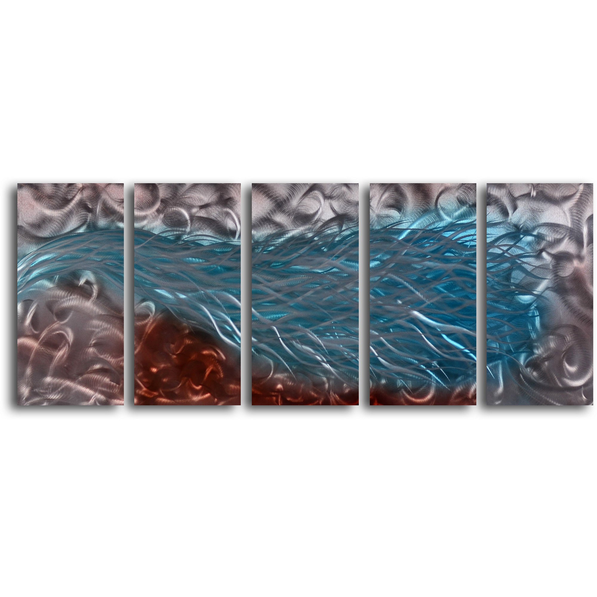 'Drenched Blaze' 5 Piece Handmade Metal Wall Art Set