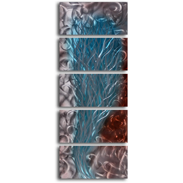 'Drenched Blaze' 5 Piece Handmade Metal Wall Art Set