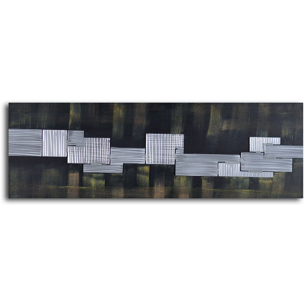 Handcrafted "Docked metallic pavers" Metal on Hand Painted Canvas