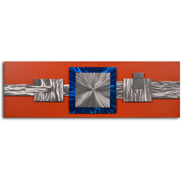 Handcrafted "Dimensional metal geometrics" Metal on Hand Painted Canvas