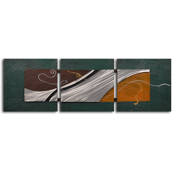 Handcrafted "Metal foam on shore" Metal on Hand Painted Canvas