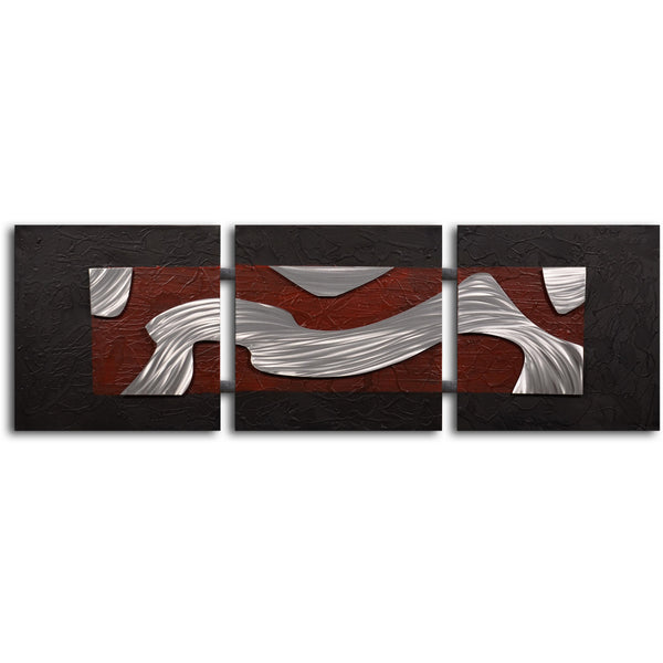 Handcrafted "Metal stream through clay" Metal on Hand Painted Canvas