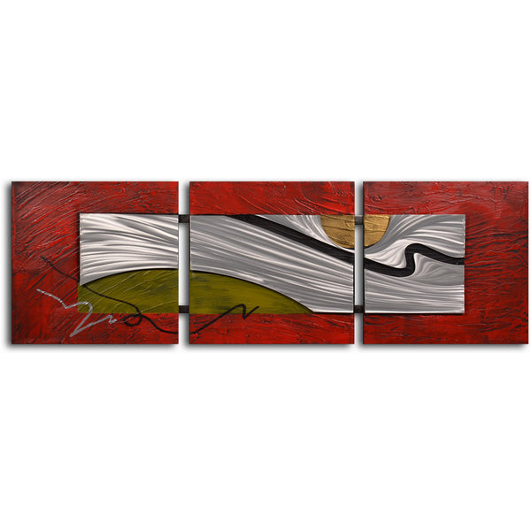 Handcrafted "Tar stream on metal" Metal on Hand Painted Canvas