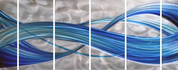 Blue Stream Journey handmade metal wall art sculpture set of 6