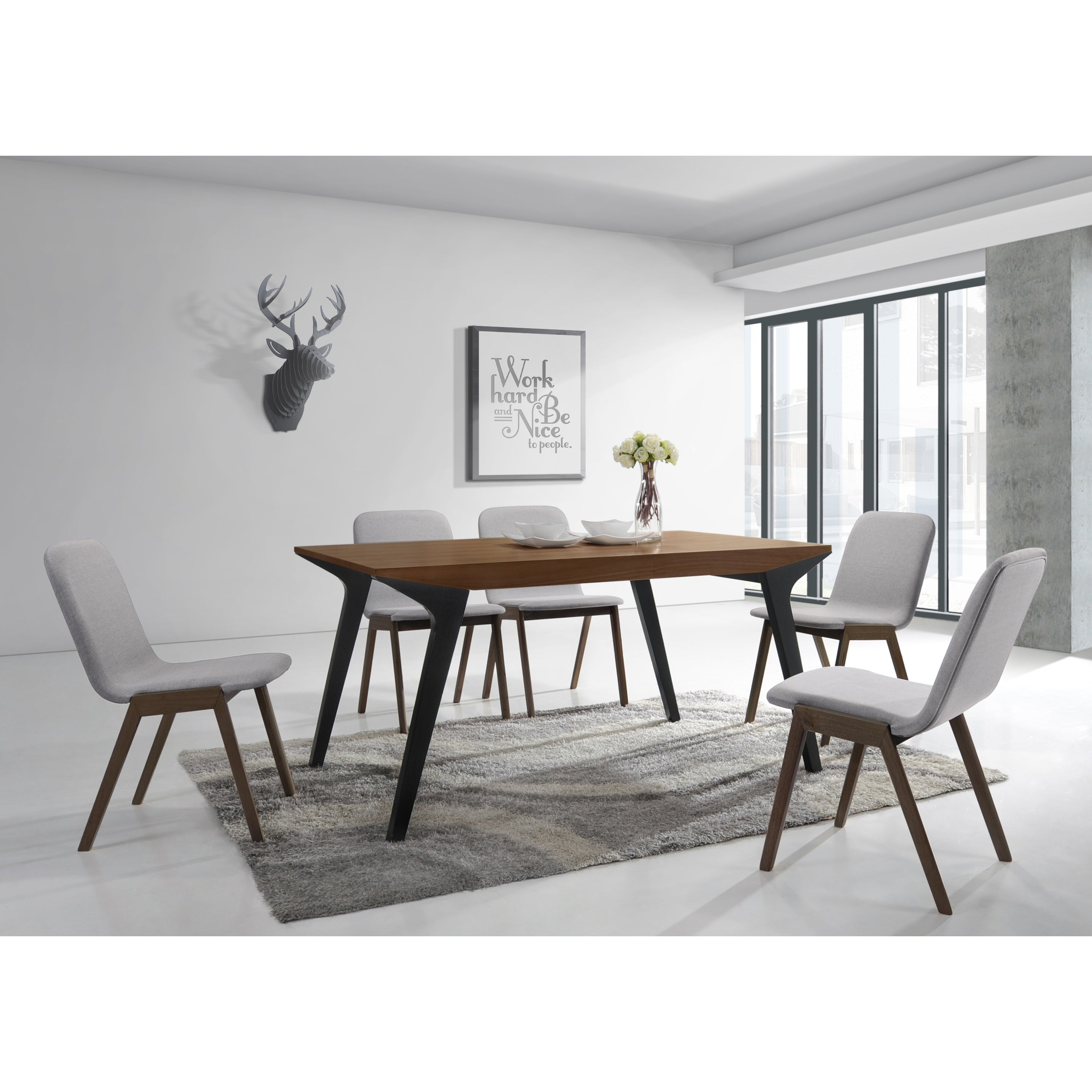 Nell Dining Side Chair (Set of 2) - Grey/Walnut