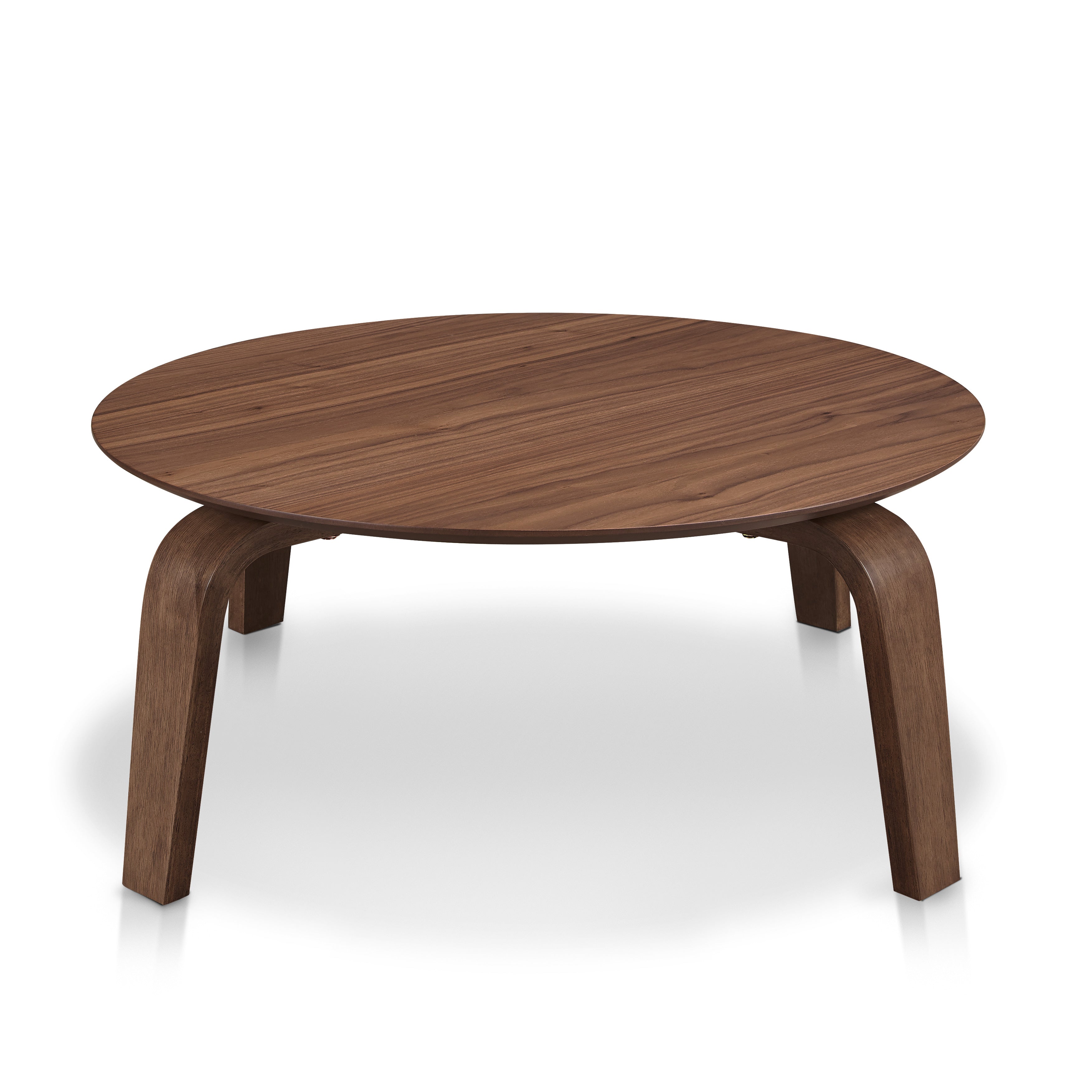 Mod Round Shape Mid-Century Wood Coffee Table - Walnut