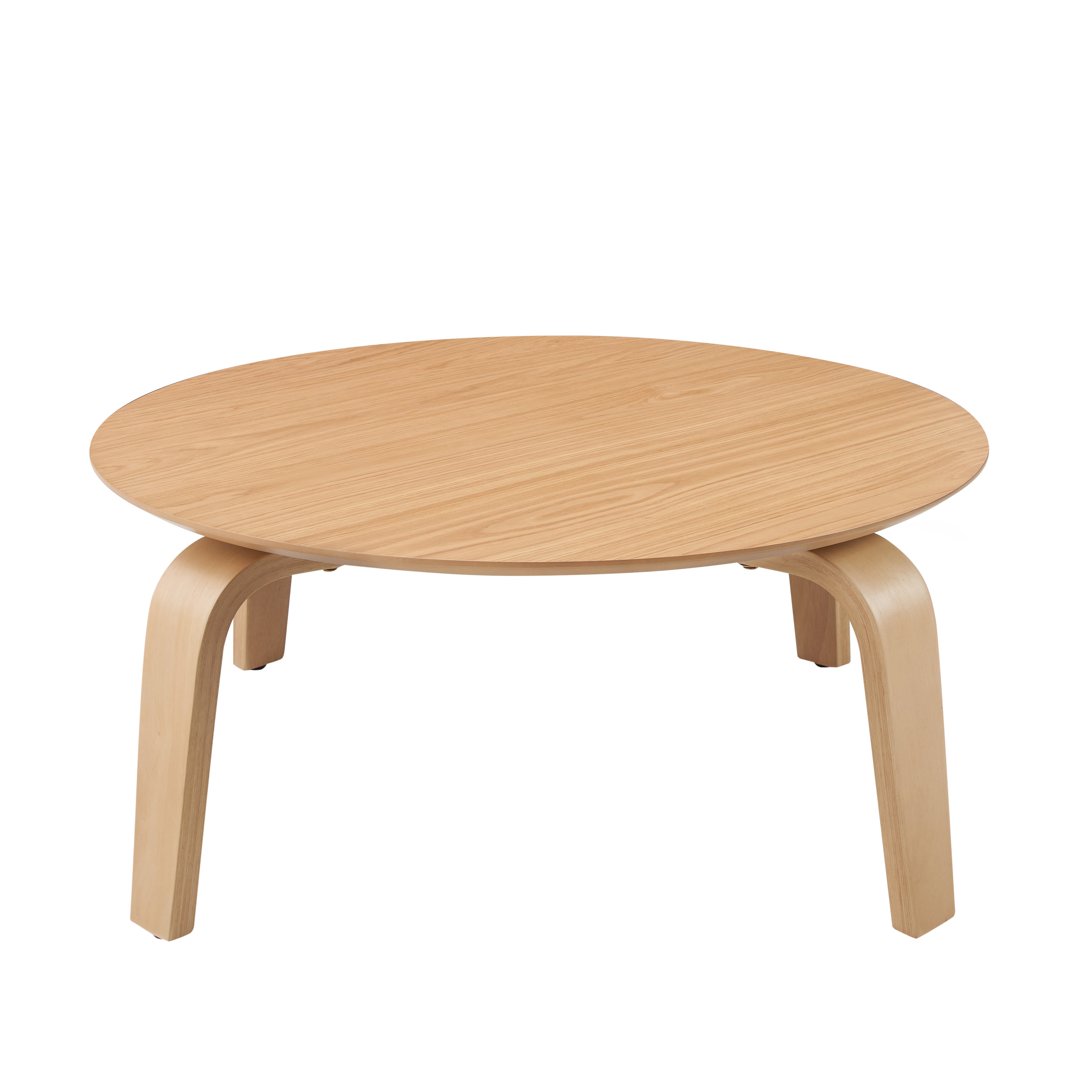 Mod Round Shape Mid-Century Wood Coffee Table - Oak