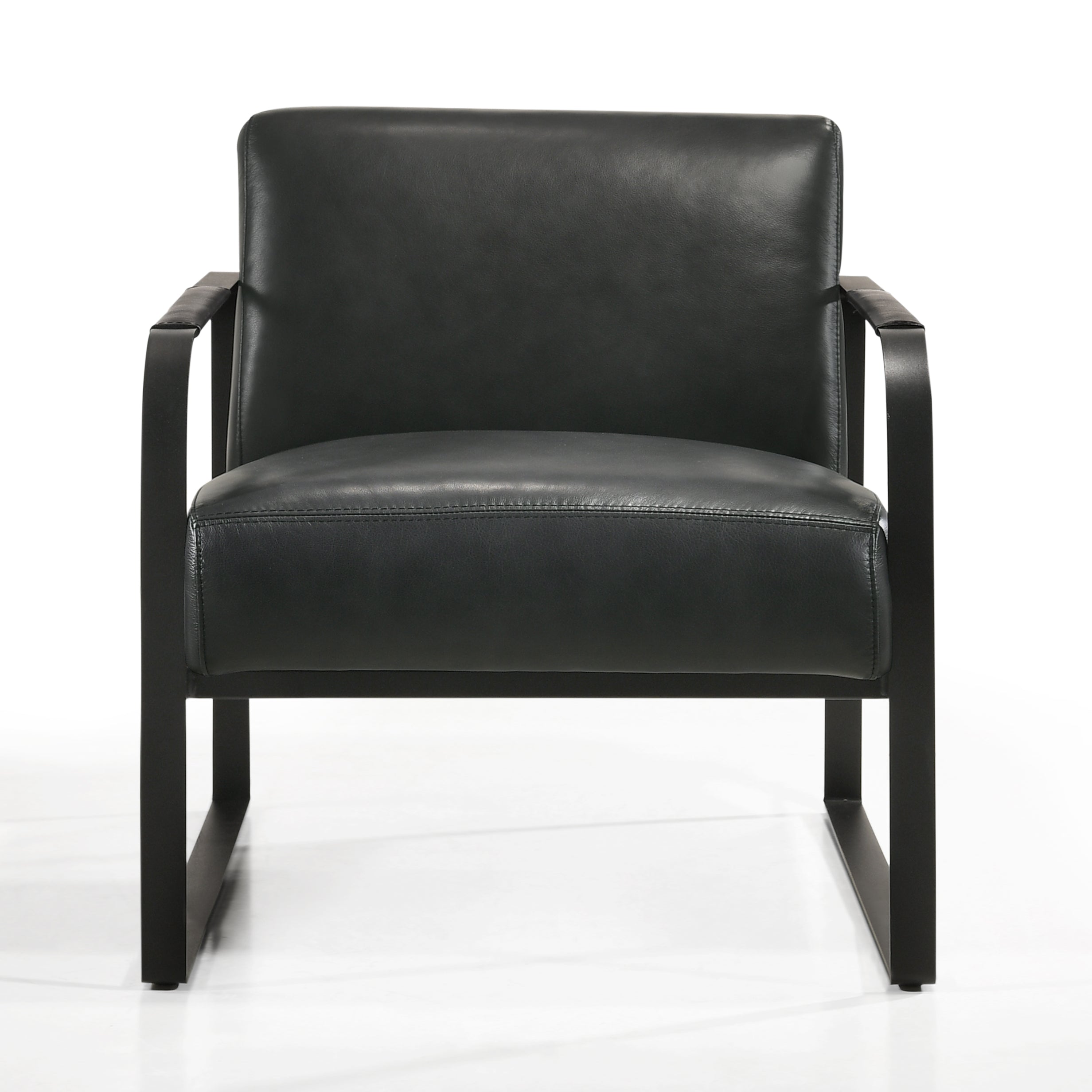 Mason Genuine Leather Lounge Accent Chair, Black