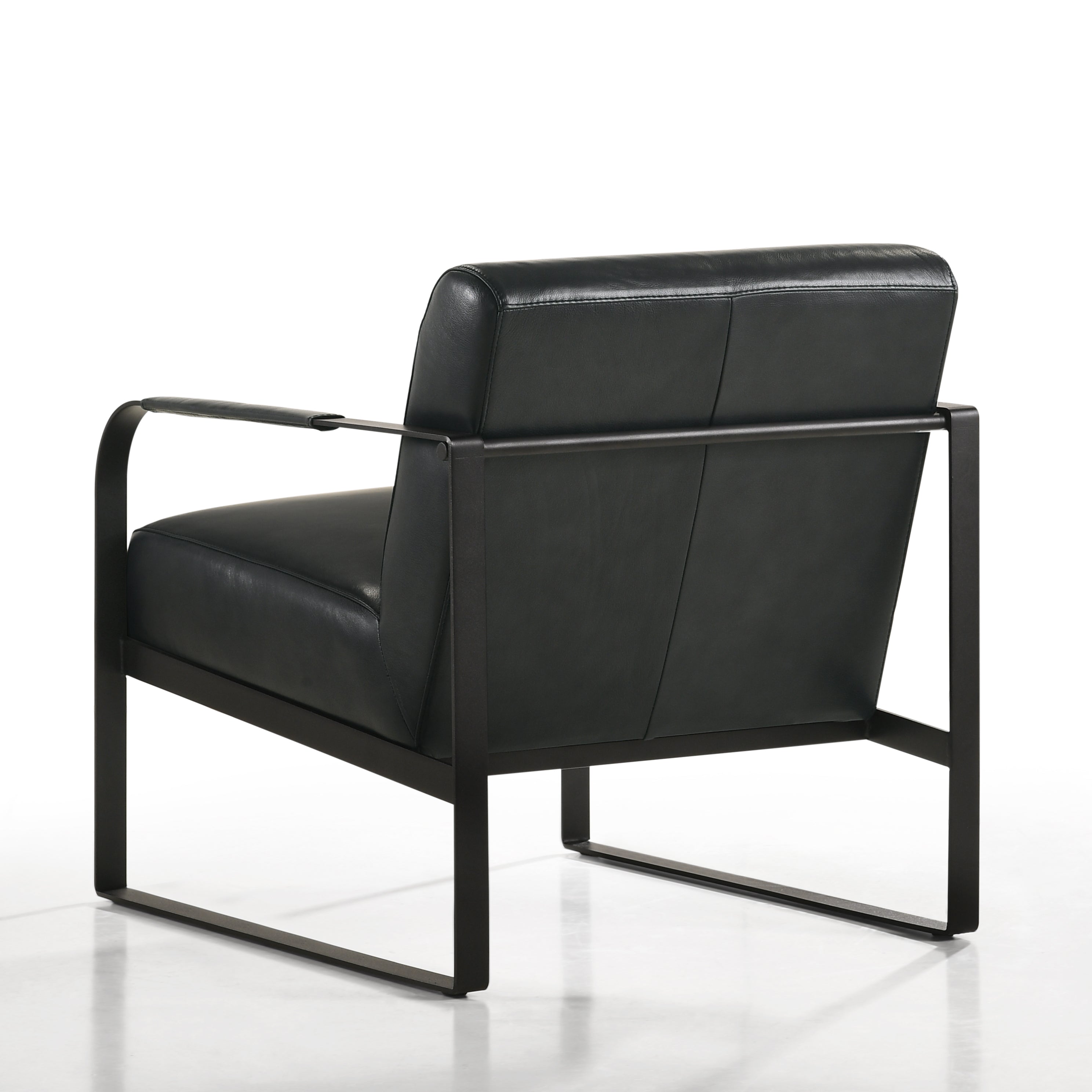 Mason Genuine Leather Lounge Accent Chair, Black
