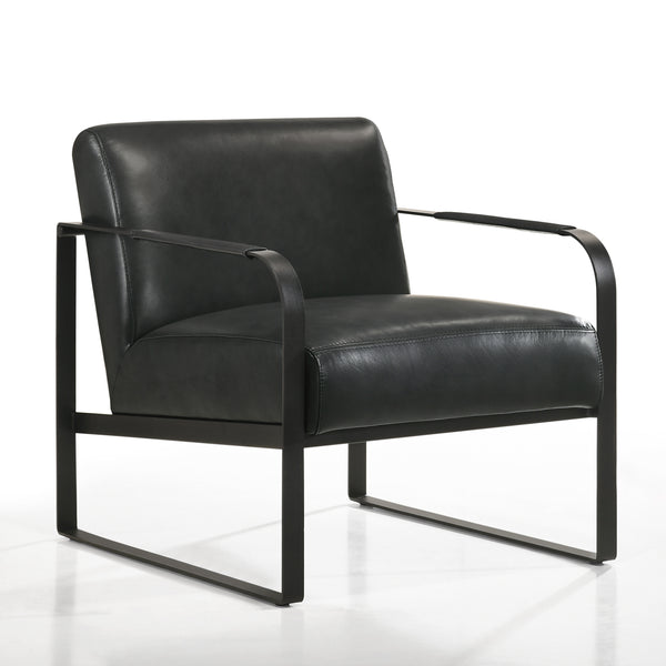 Mason Genuine Leather Lounge Accent Chair, Black