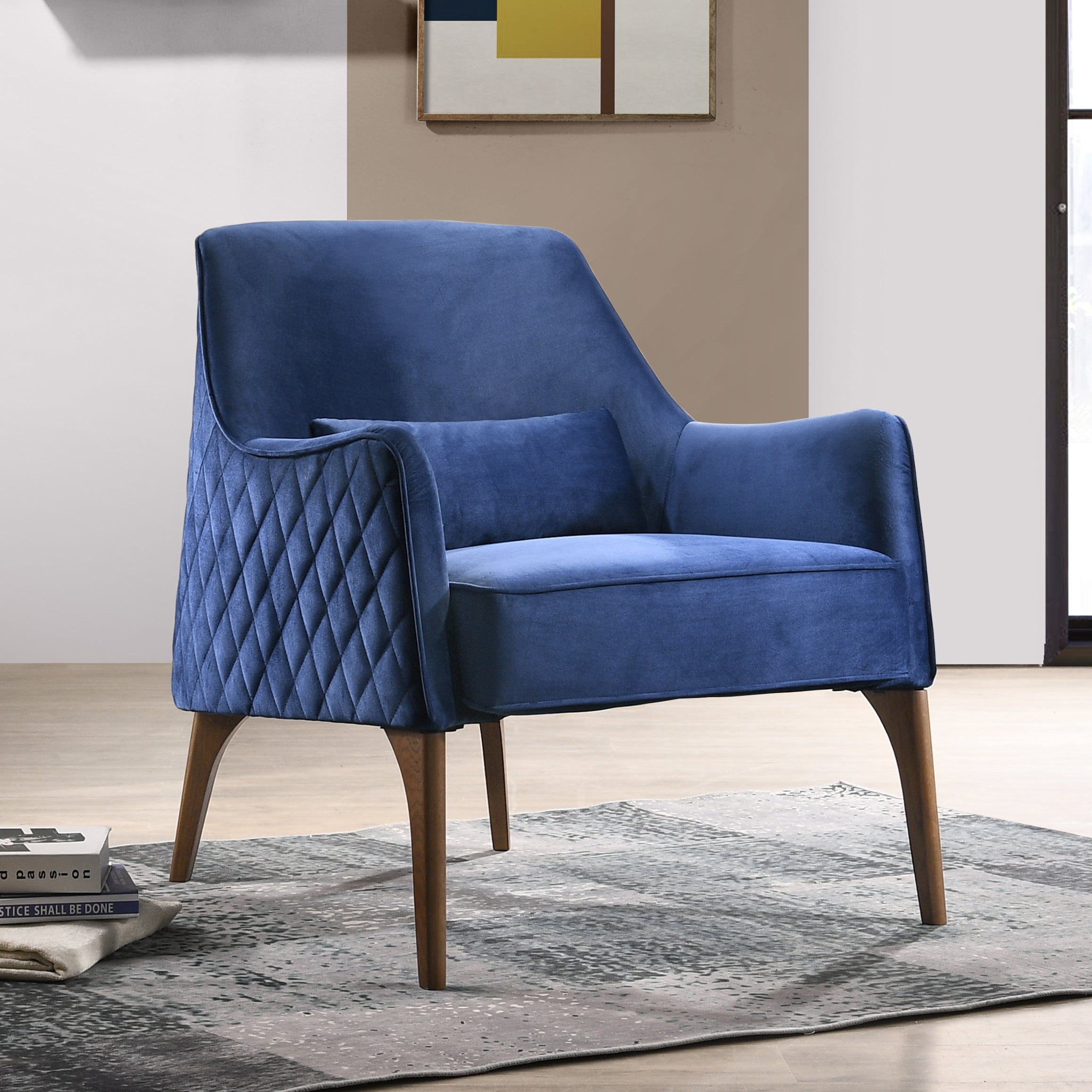 Jane Upholstered Lounge Accent Chair, Blue