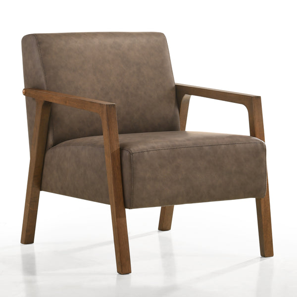 Fletcher Upholstered Lounge Accent Armchair, Brown