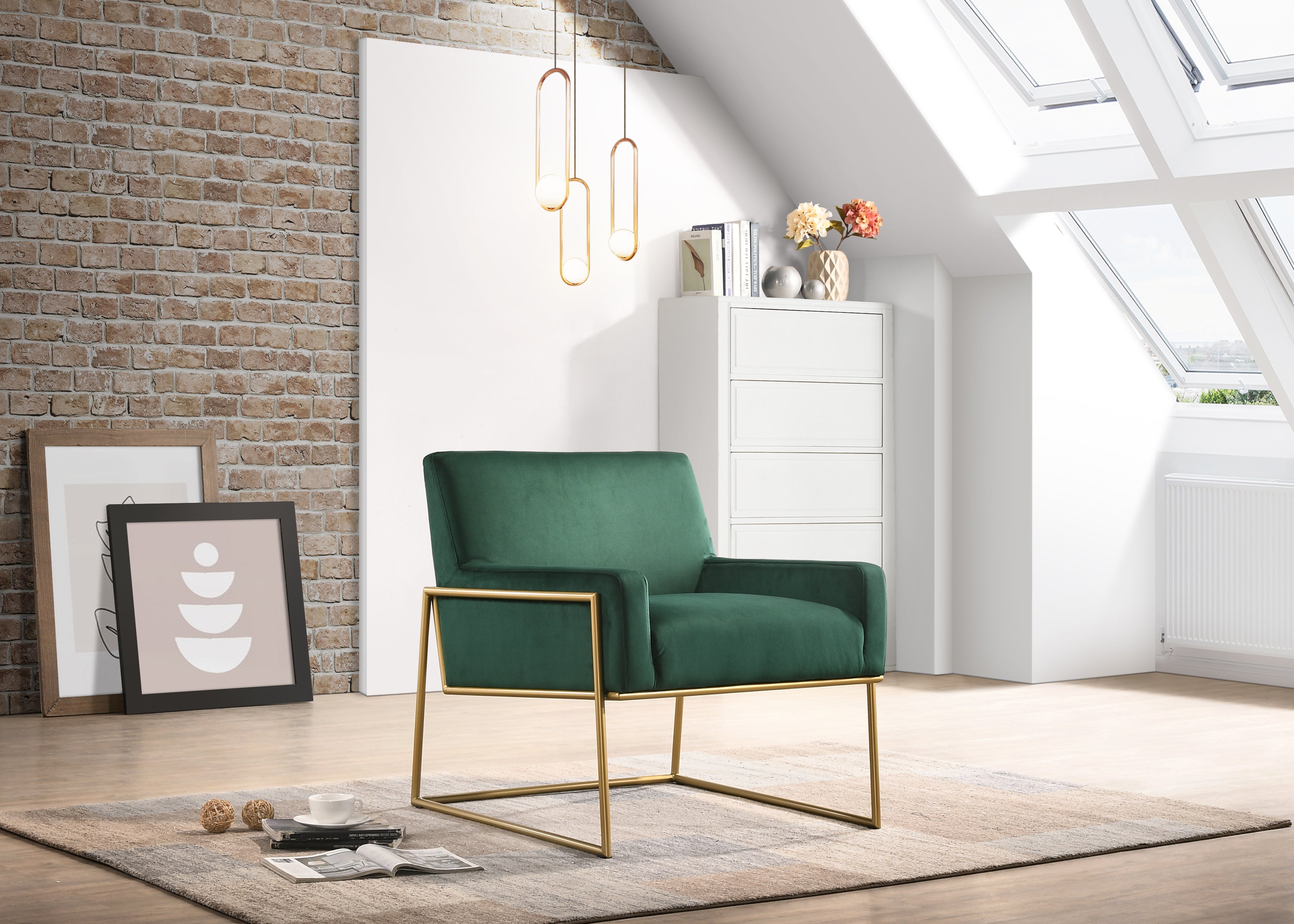 Milano Modern Upholstered Lounge Accent Chair, Green