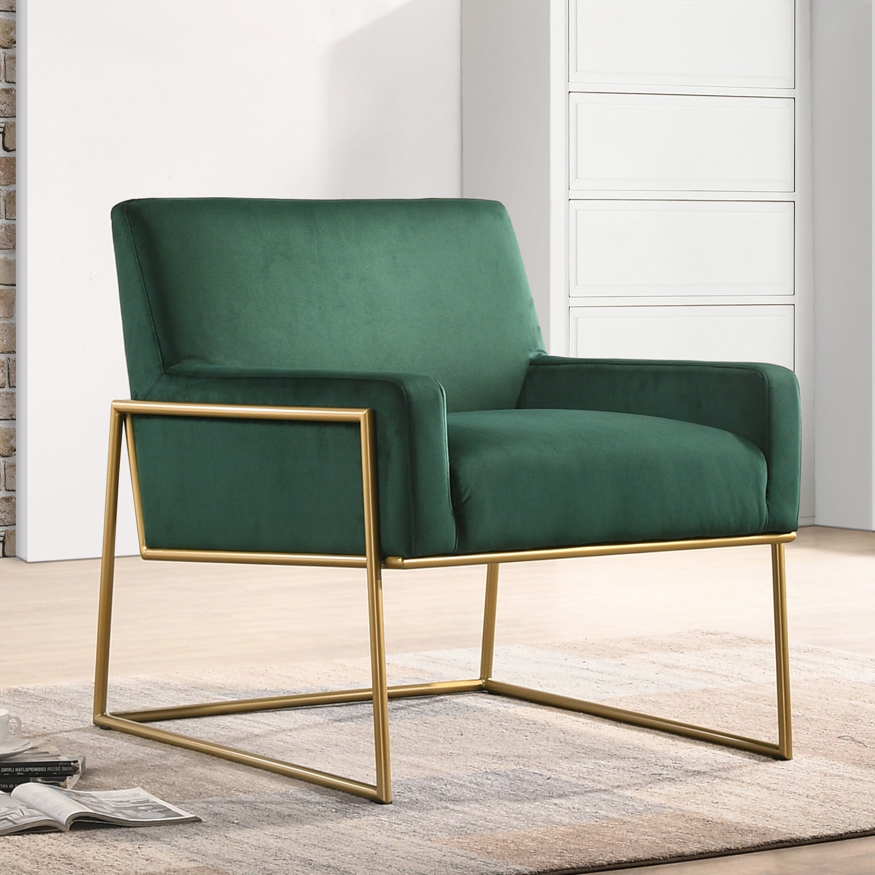 Milano Modern Upholstered Lounge Accent Chair, Green