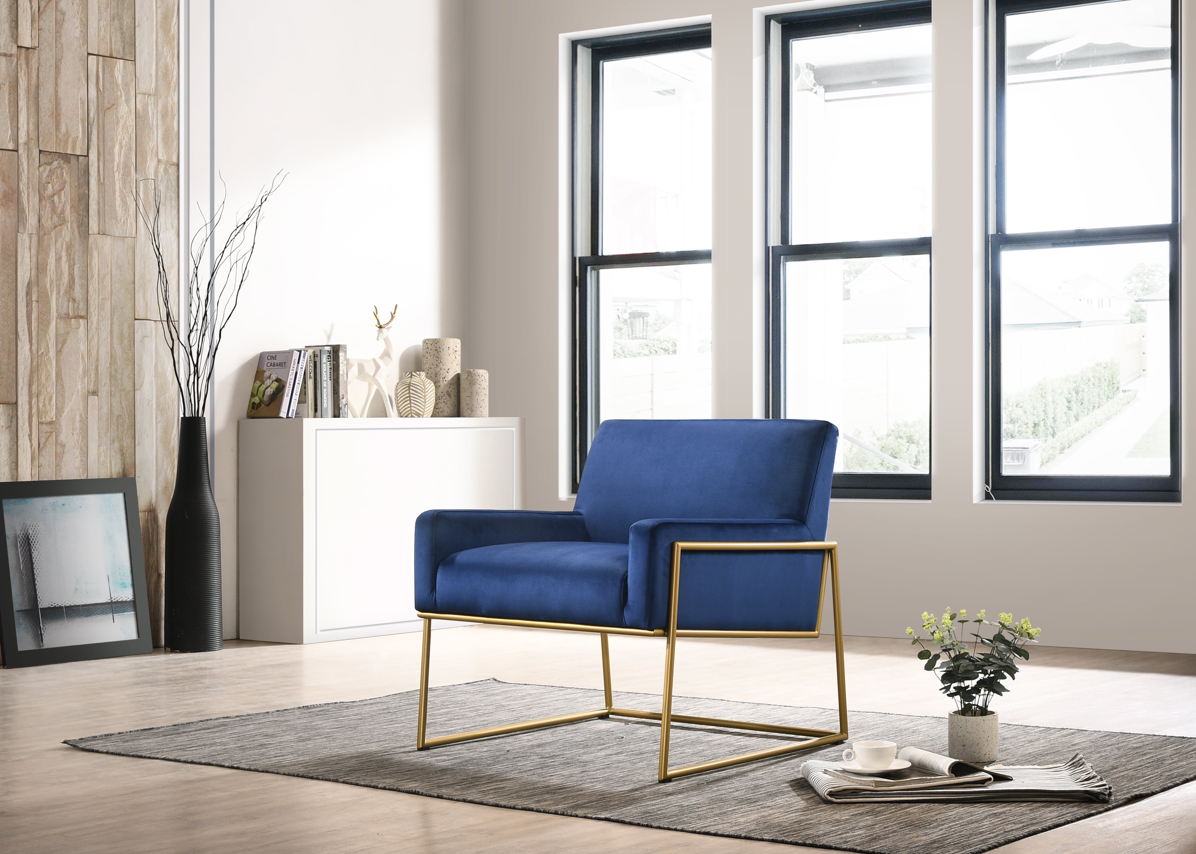 Milano Modern Upholstered Lounge Accent Chair, Blue