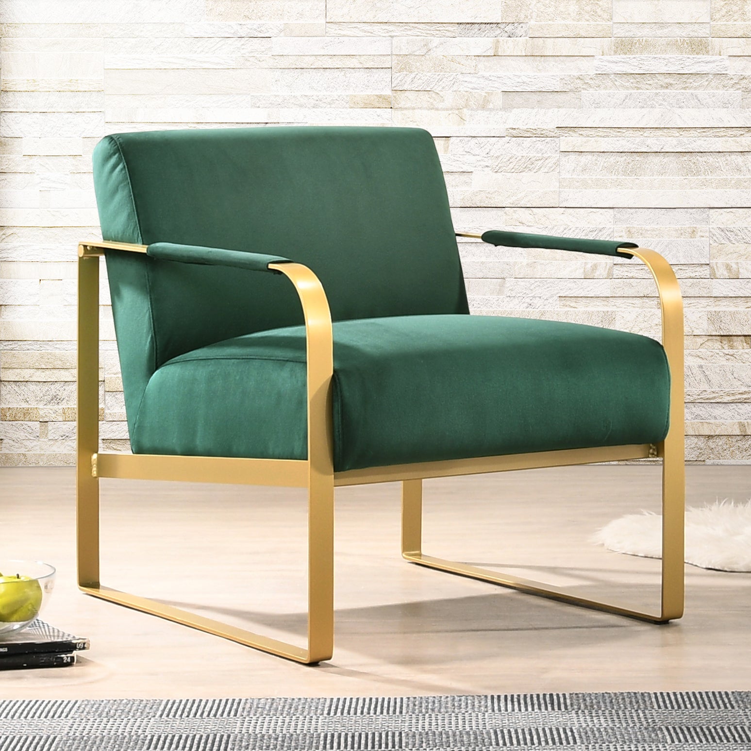 Mason Upholstered Lounge Accent Chair, Green