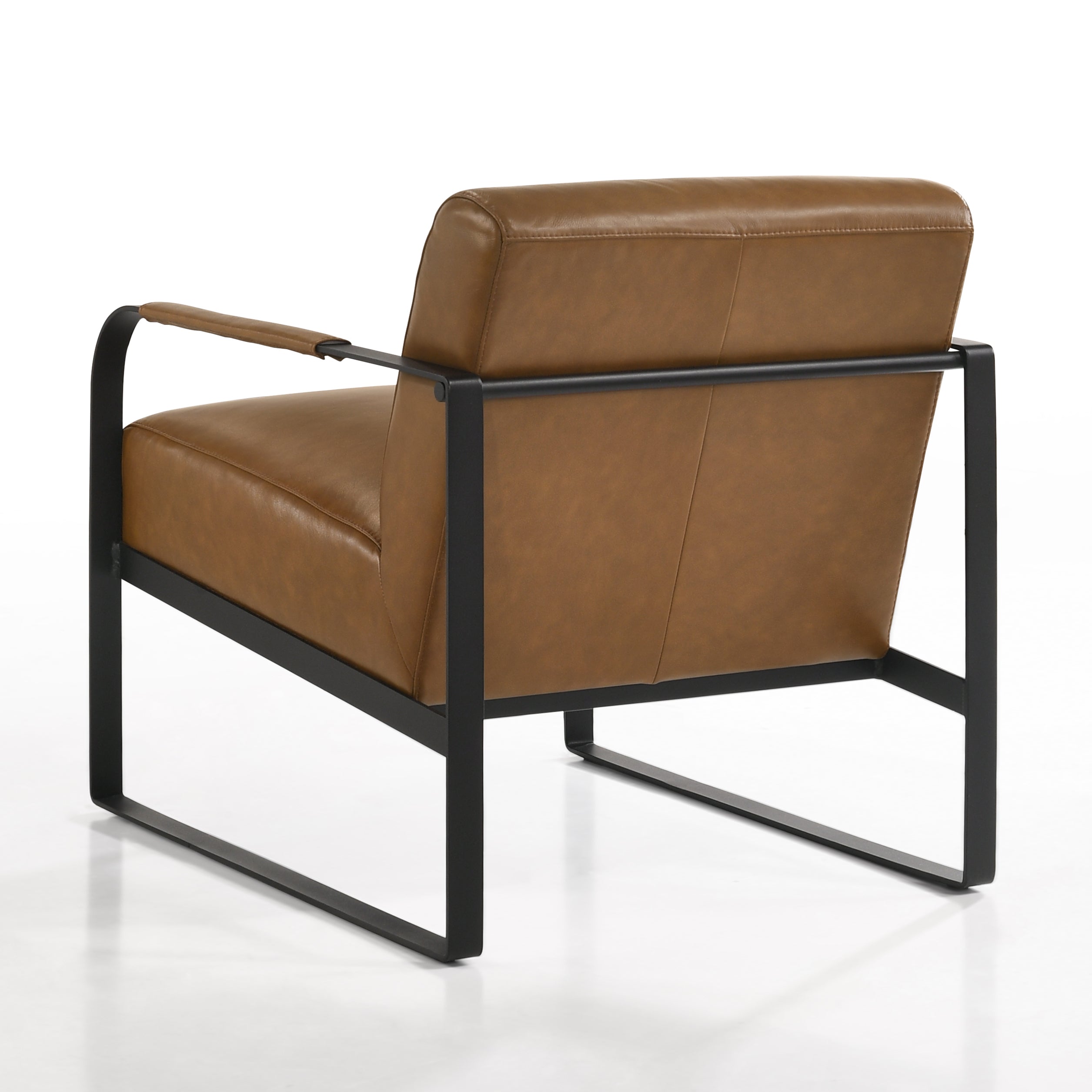 Mason Genuine Leather Lounge Accent Chair, Caramel Brown