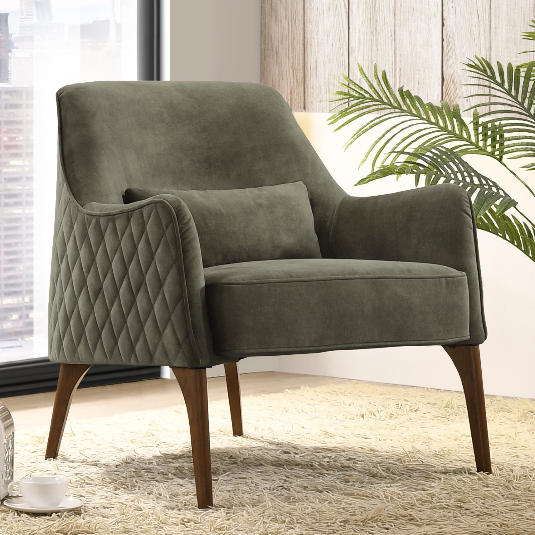 Jane Upholstered Lounge Accent Chair, Moss Green