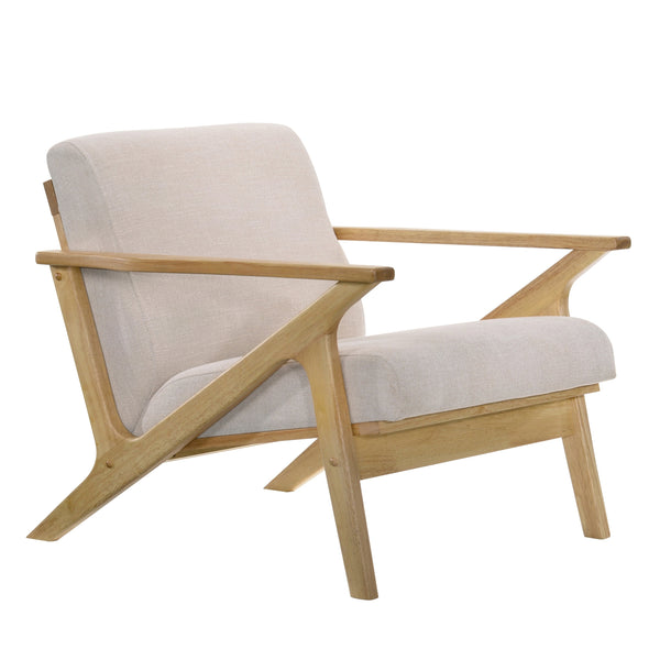 Zola Upholstered Accent Armchair - Beige/Oak