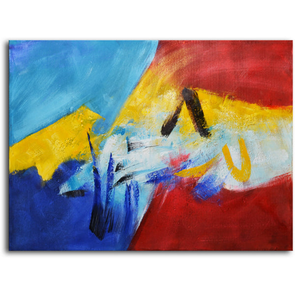 Hand Painted Modern Oil Painting "Vibrant color collide" Canvas Wall Art - 36" x 48"