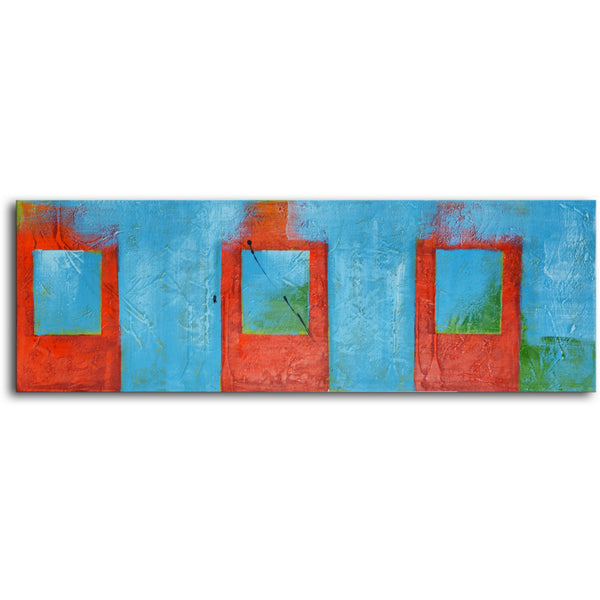 Hand Painted Modern Oil Painting "Iced tea" Canvas Wall Art - 20" x 60"