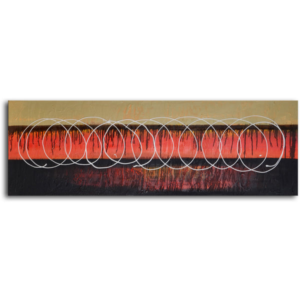 Hand Painted Modern Oil Painting "Circling the melt" Canvas Wall Art - 20" x 60"