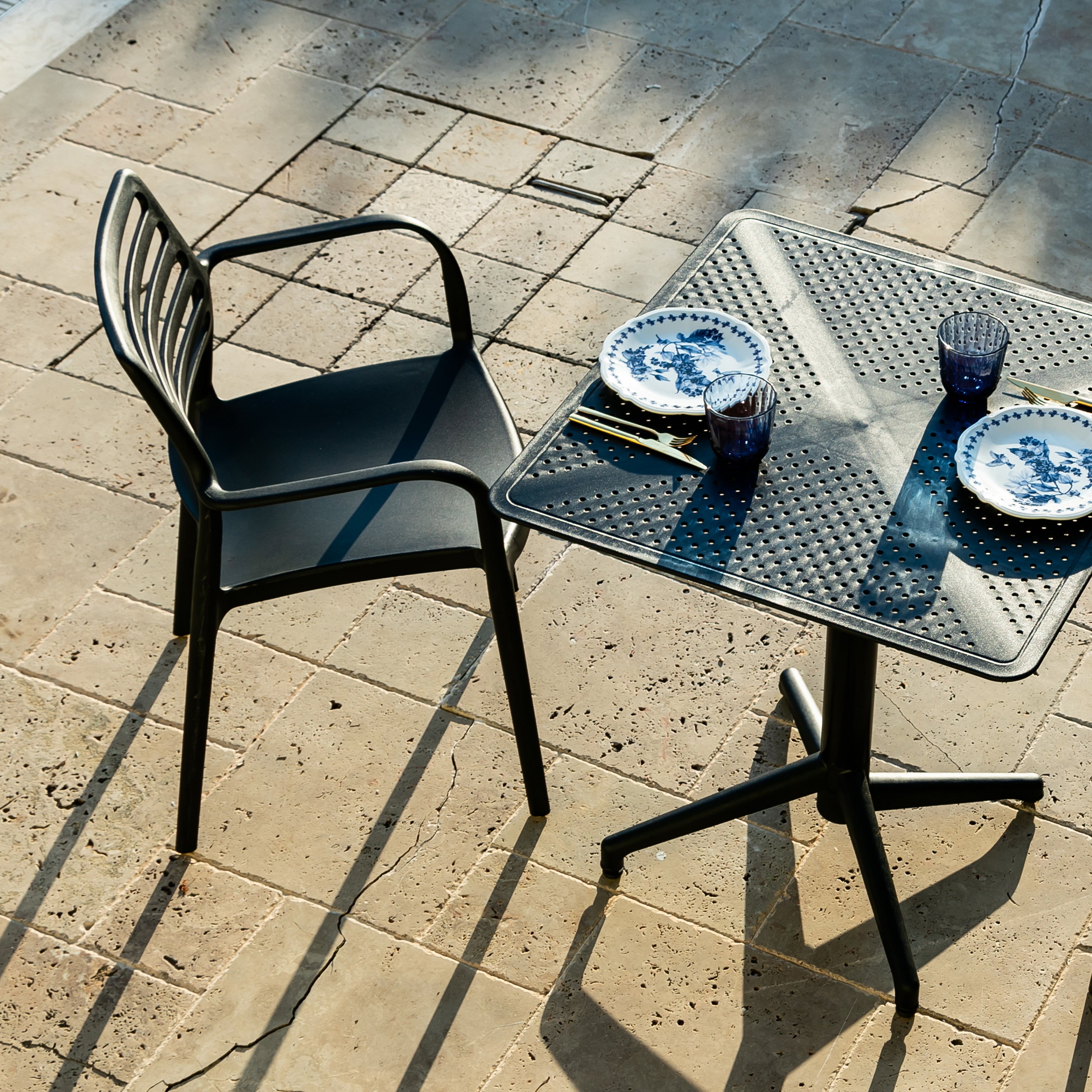Flip Folding Plastic Outdoor or Indoor Bistro Dining Table, Black