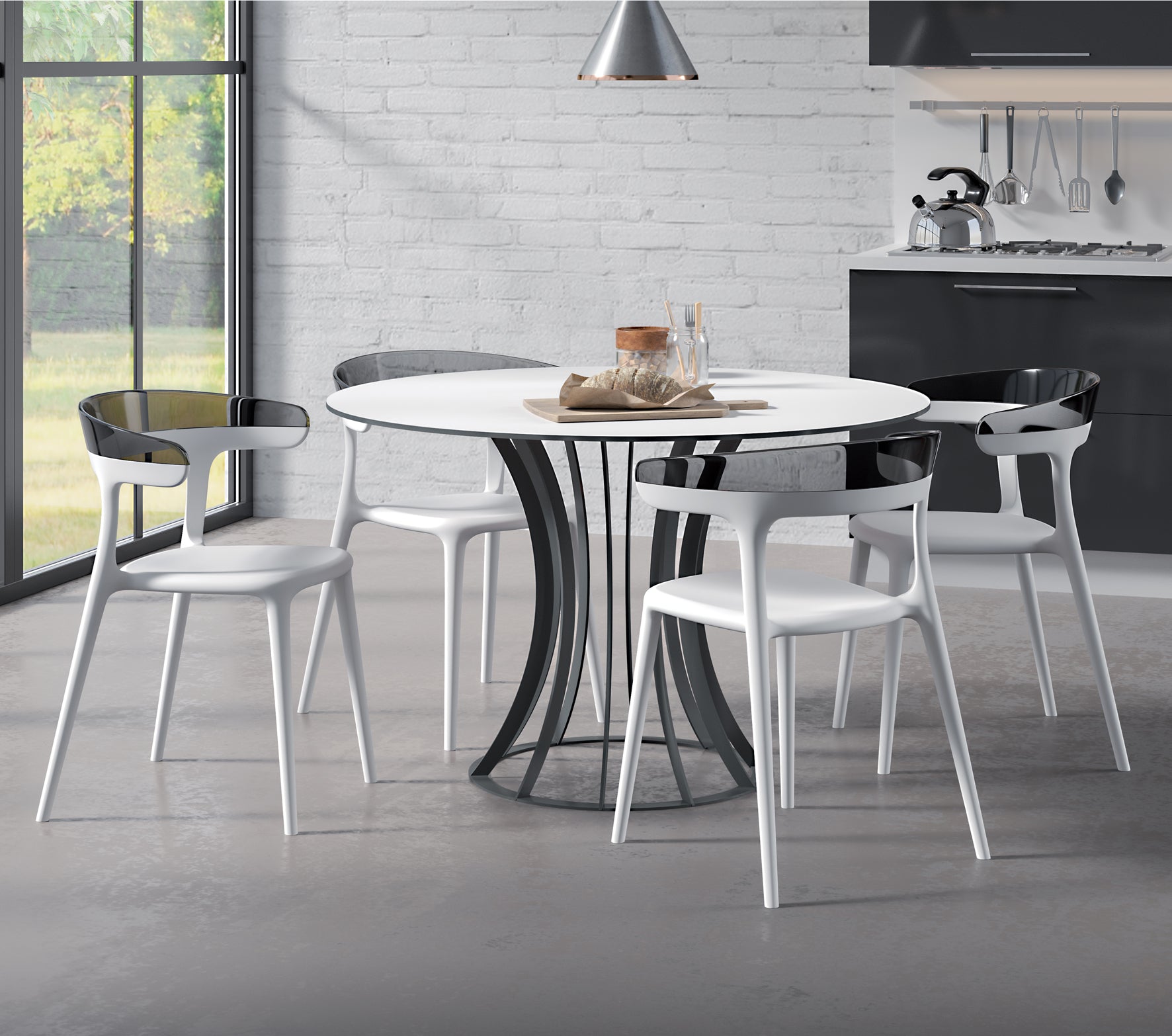 Mia Patio Dining Chair in White and Smoke- (Set of 2)