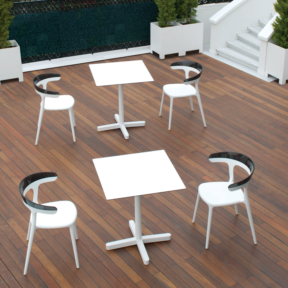 Mia Patio Dining Chair in White and Smoke- (Set of 2)