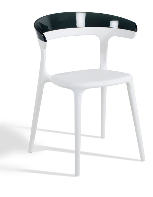 Mia Patio Dining Chair in White and Smoke- (Set of 2)
