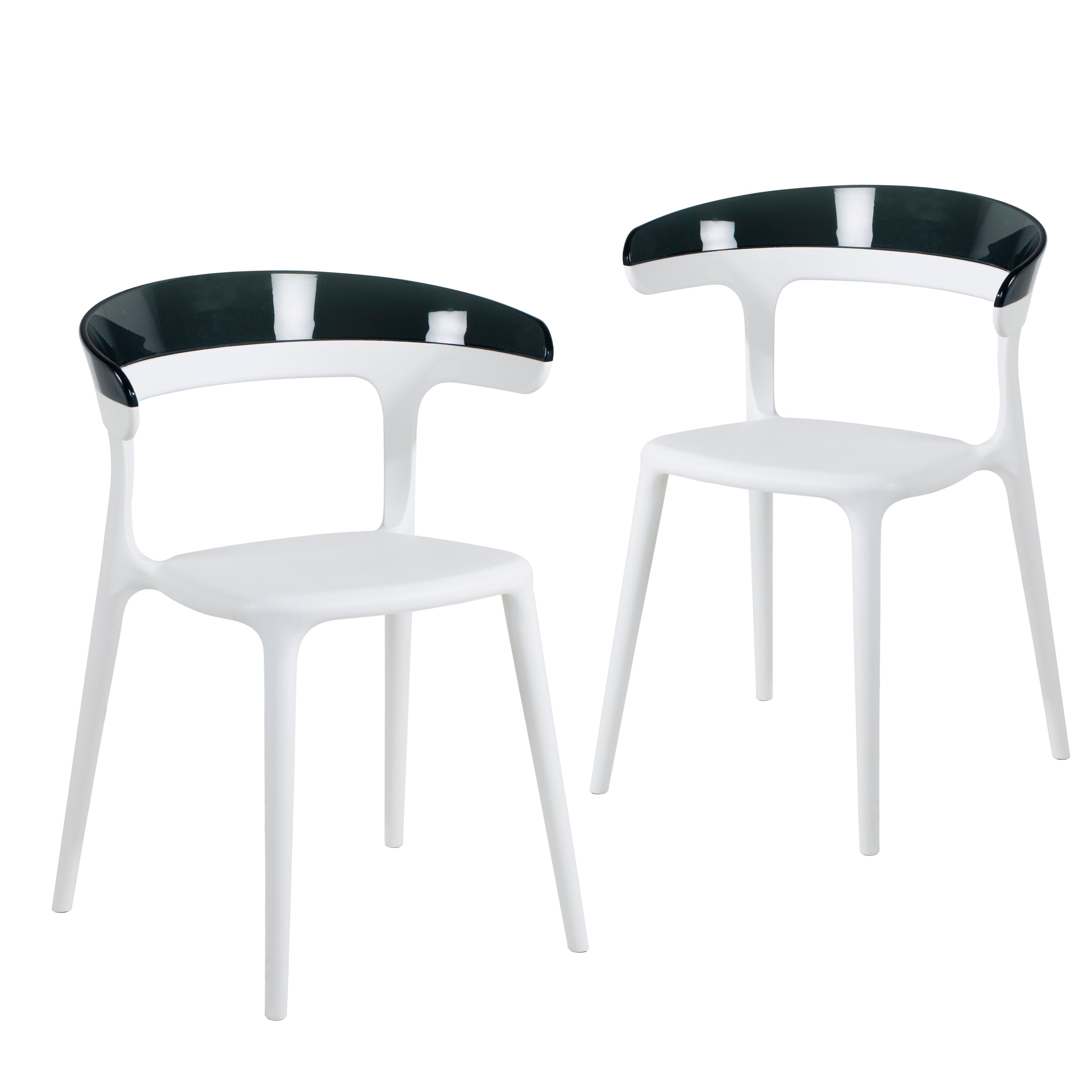 Mia Patio Dining Chair in White and Smoke- (Set of 2)