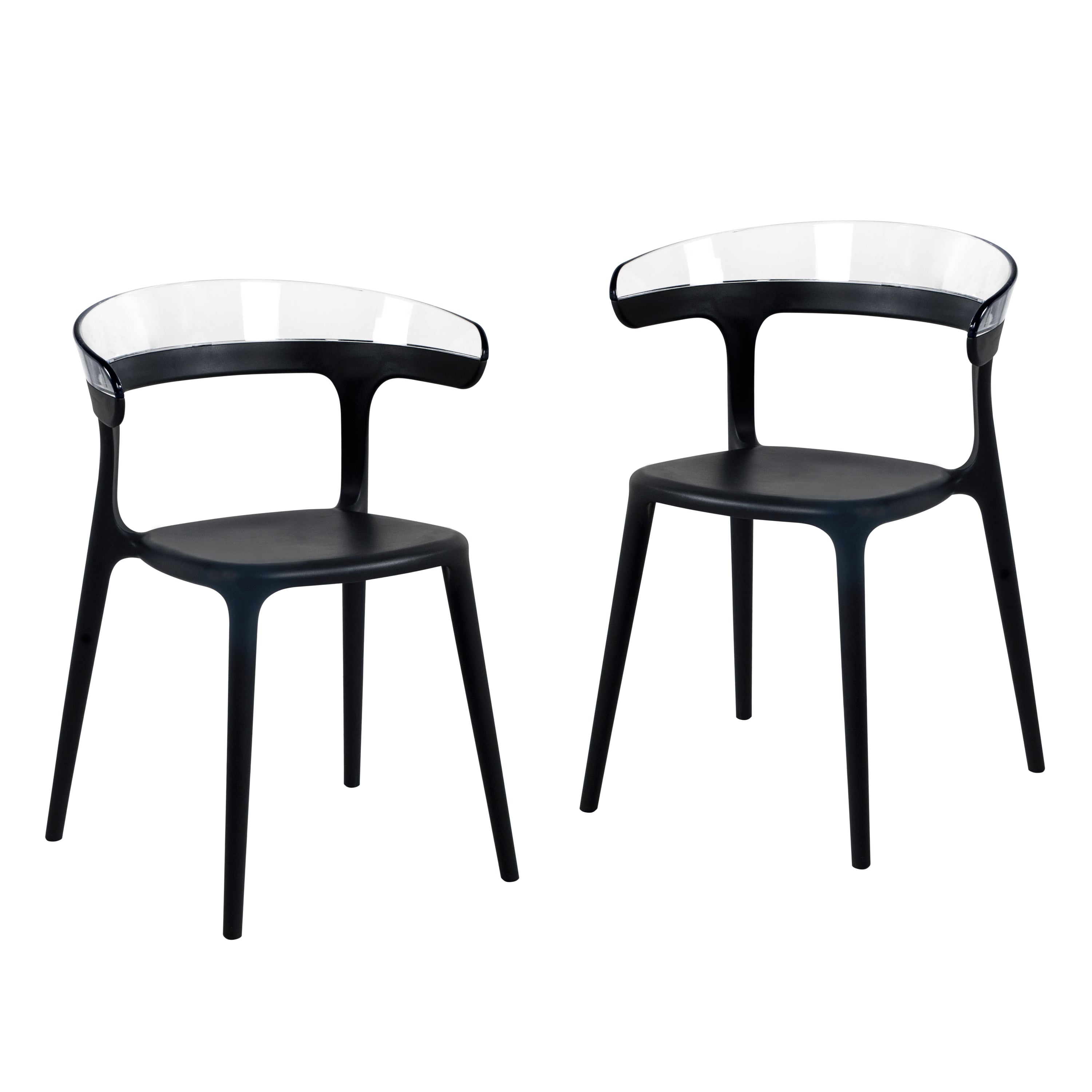 Mia Patio Dining Chair in Black and Clear- (Set of 2)