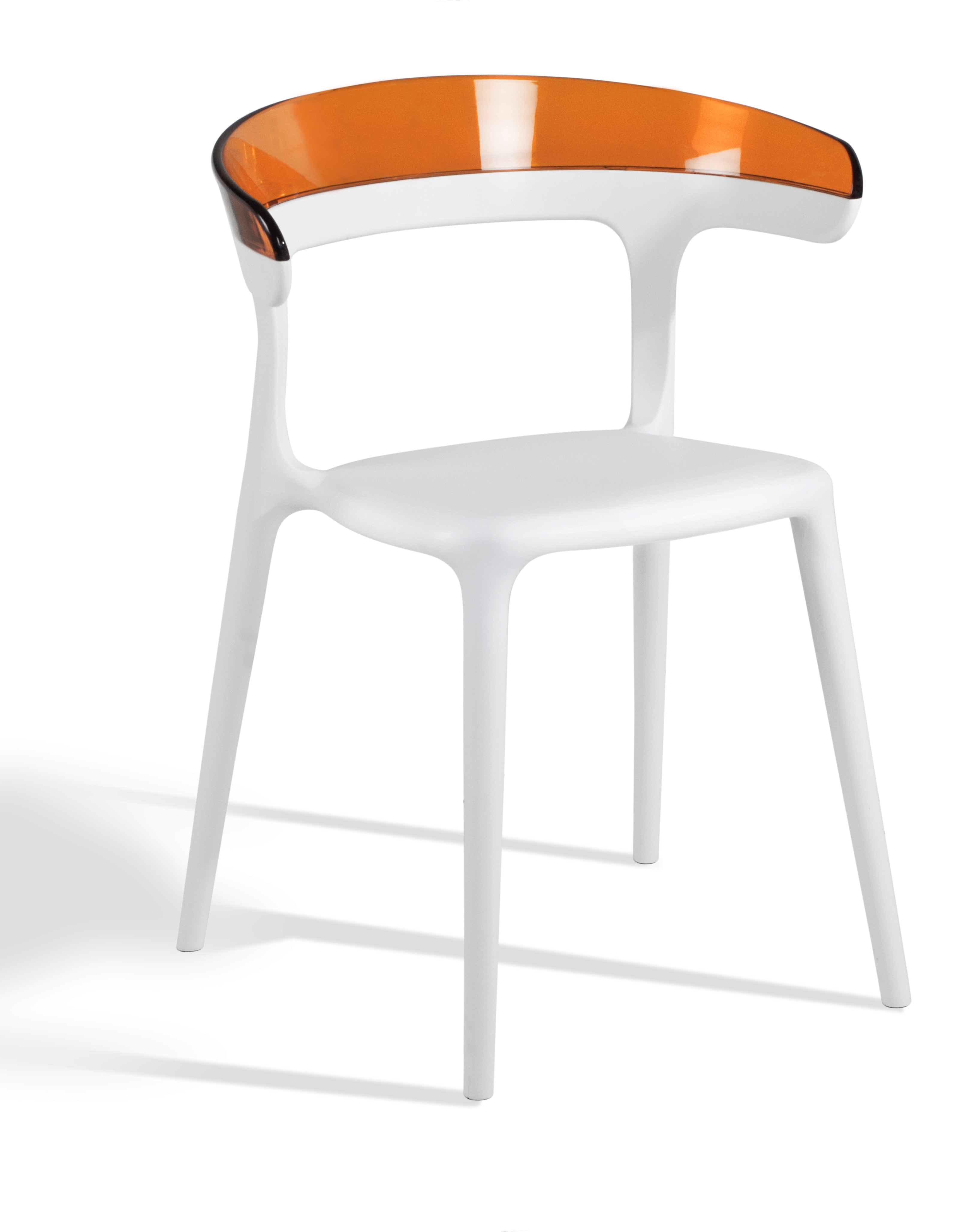 Mia Patio Dining Chair in White and Orange- (Set of 2)