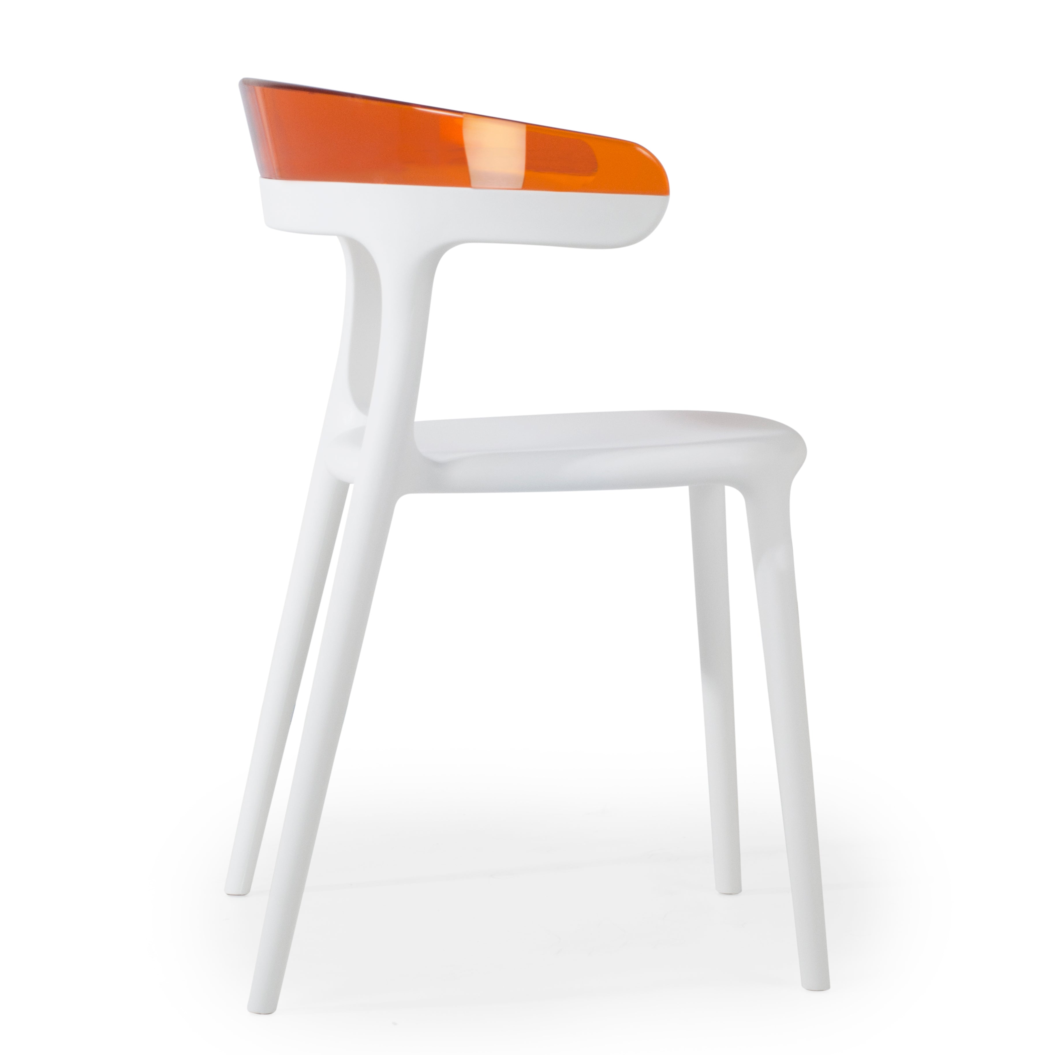 Mia Patio Dining Chair in White and Orange- (Set of 2)