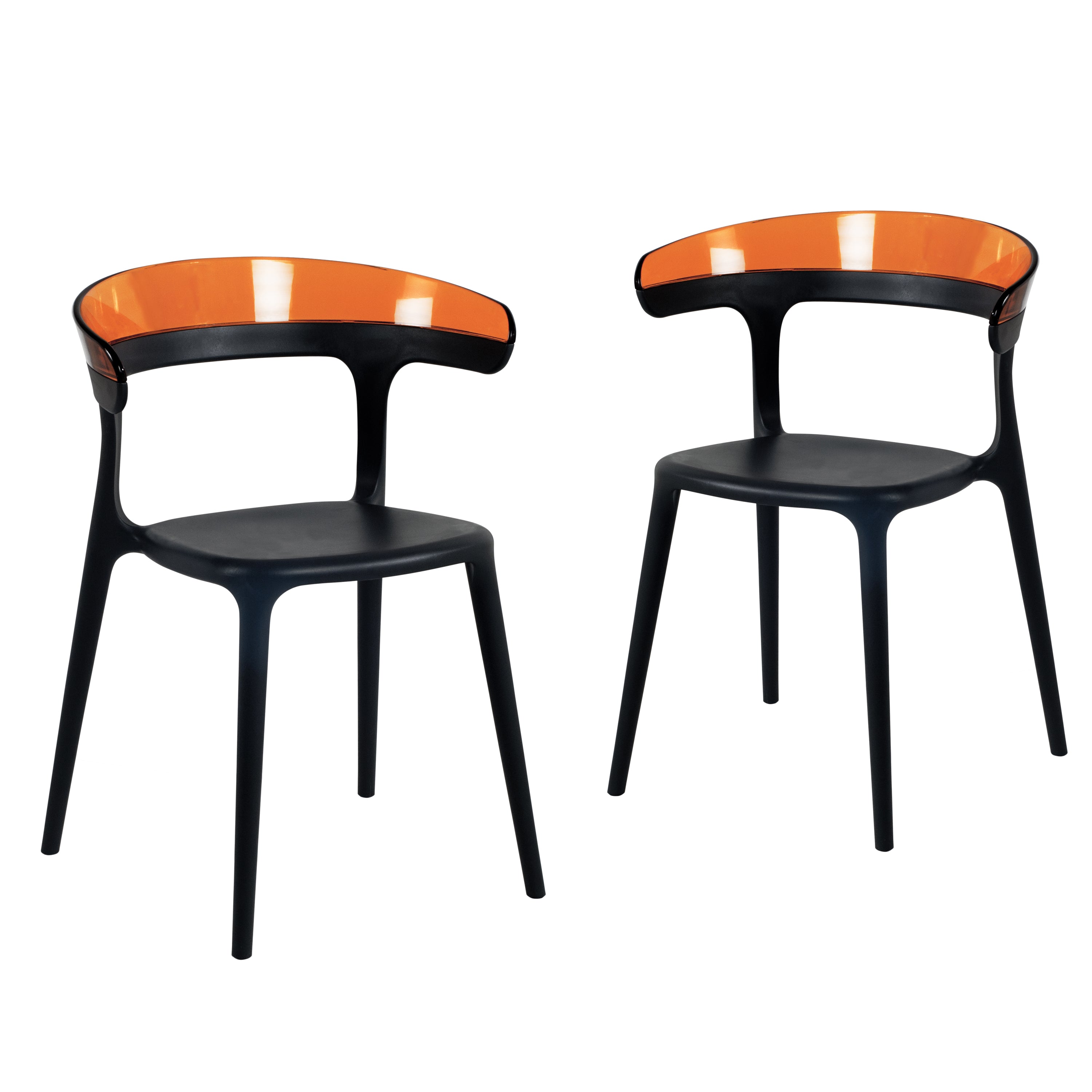 Mia Patio Dining Chair in Black and Orange- (Set of 2)