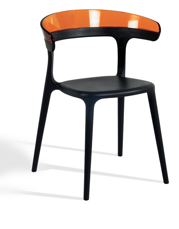 Mia Patio Dining Chair in Black and Orange- (Set of 2)