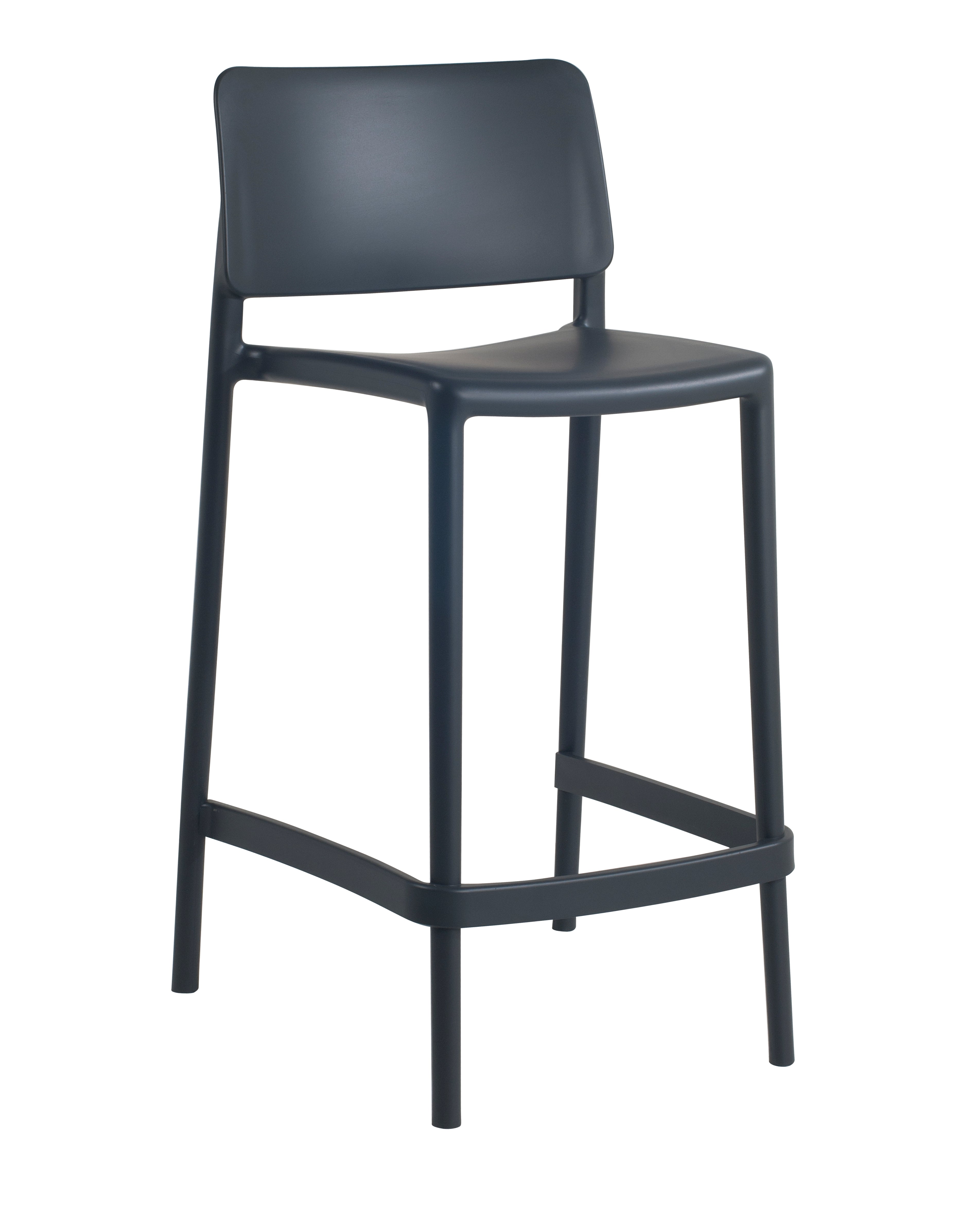 Cleo Plastic Stackable Counter Height Bar Stool in Anthracite Black - (Set of 2)