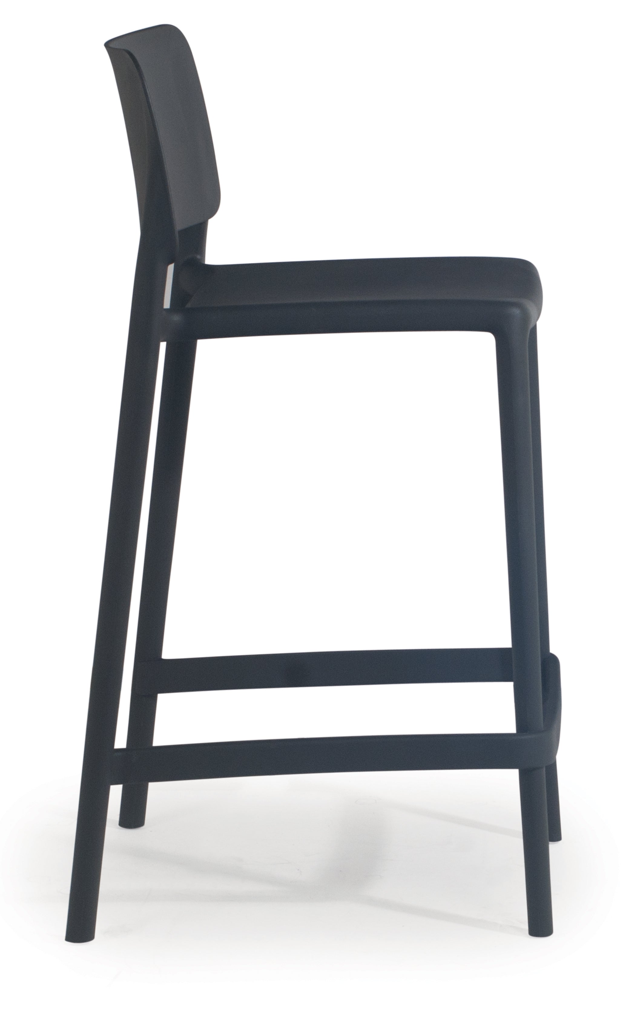 Cleo Plastic Stackable Counter Height Bar Stool in Anthracite Black - (Set of 2)