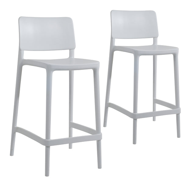 Cleo Plastic Stackable Counter Height Bar Stool in White - (Set of 2)