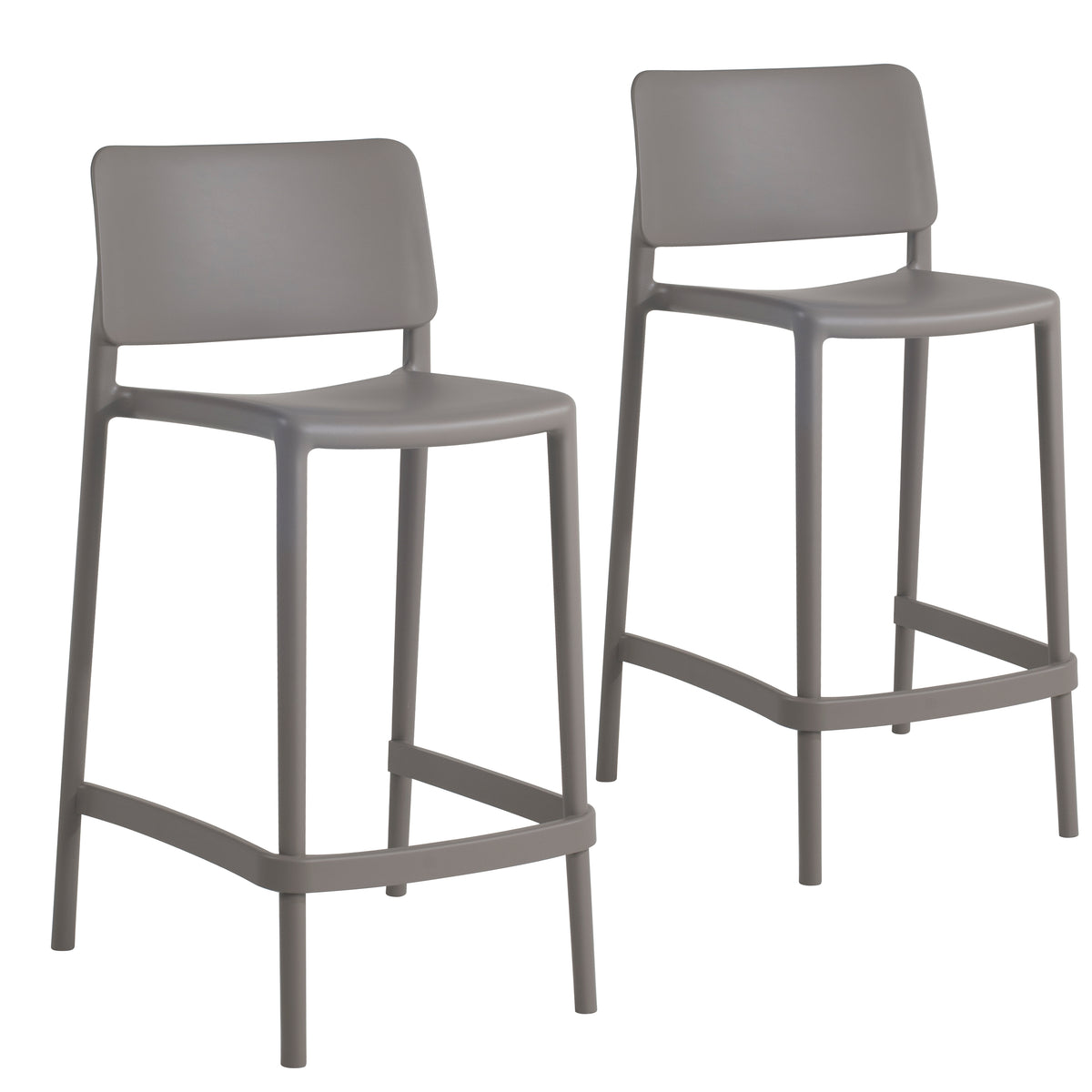 Cleo Plastic Stackable Counter Height Bar Stool in Taupe - (Set of 2 ...