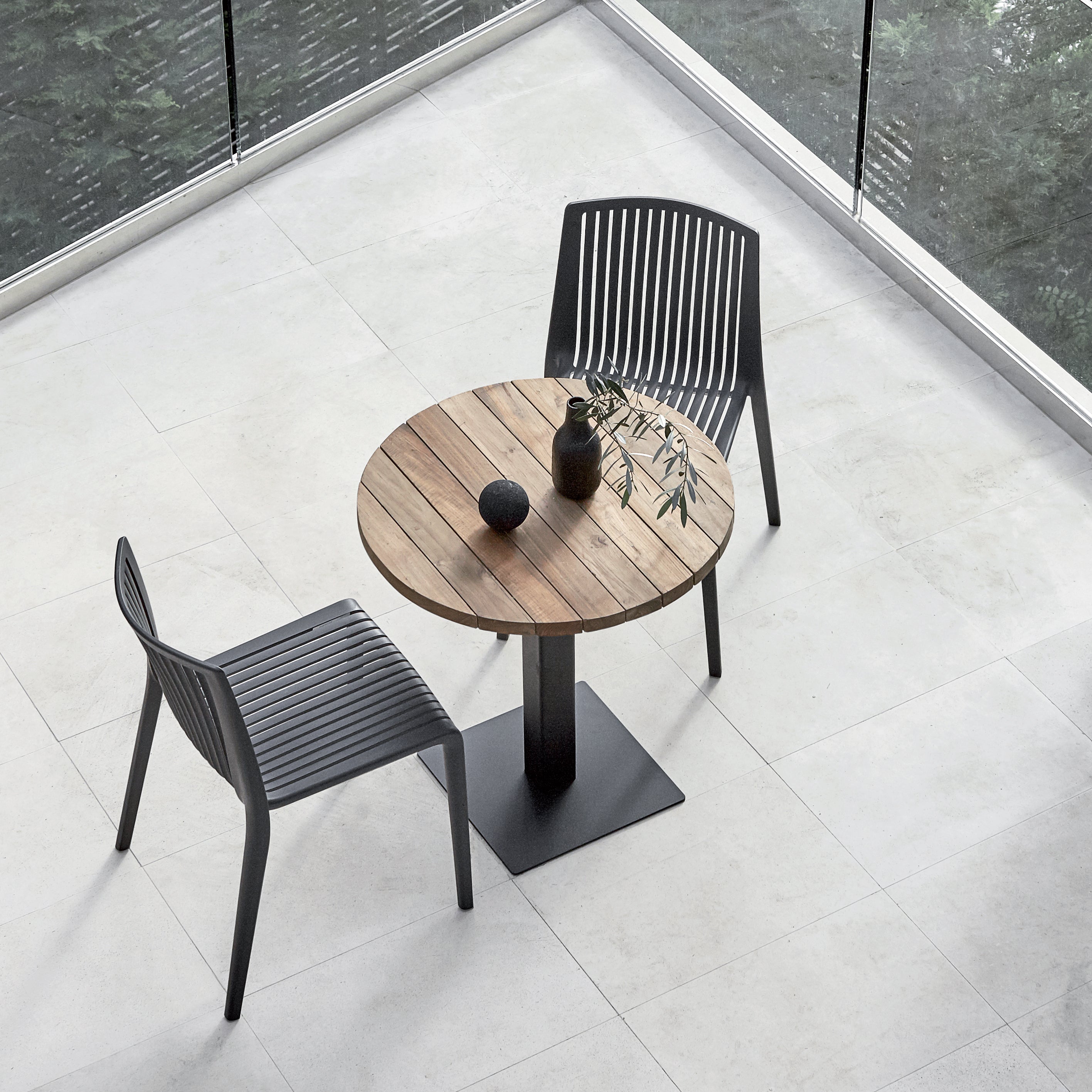 Nox Patio Stackable Dining Chair in Anthracite - (Set of 2)